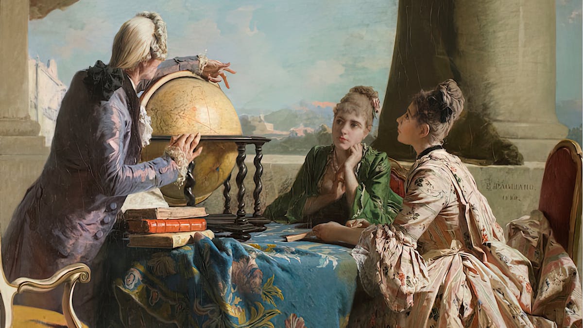 «Geografitime» av Eleuterio Pagliano (1880). Kilde: Wikimedia commons Arr søker bidrag om utdanning