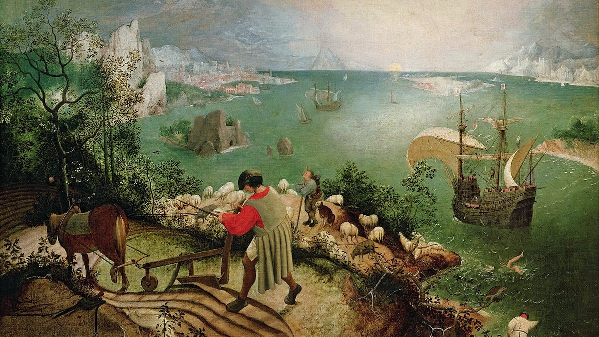 Pieter Bruegel den eldre: Landskap med Ikaros’ fall (1558). Kilde: Wikimedia commons Navigeringskunst